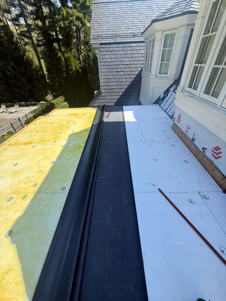 White flat roof work